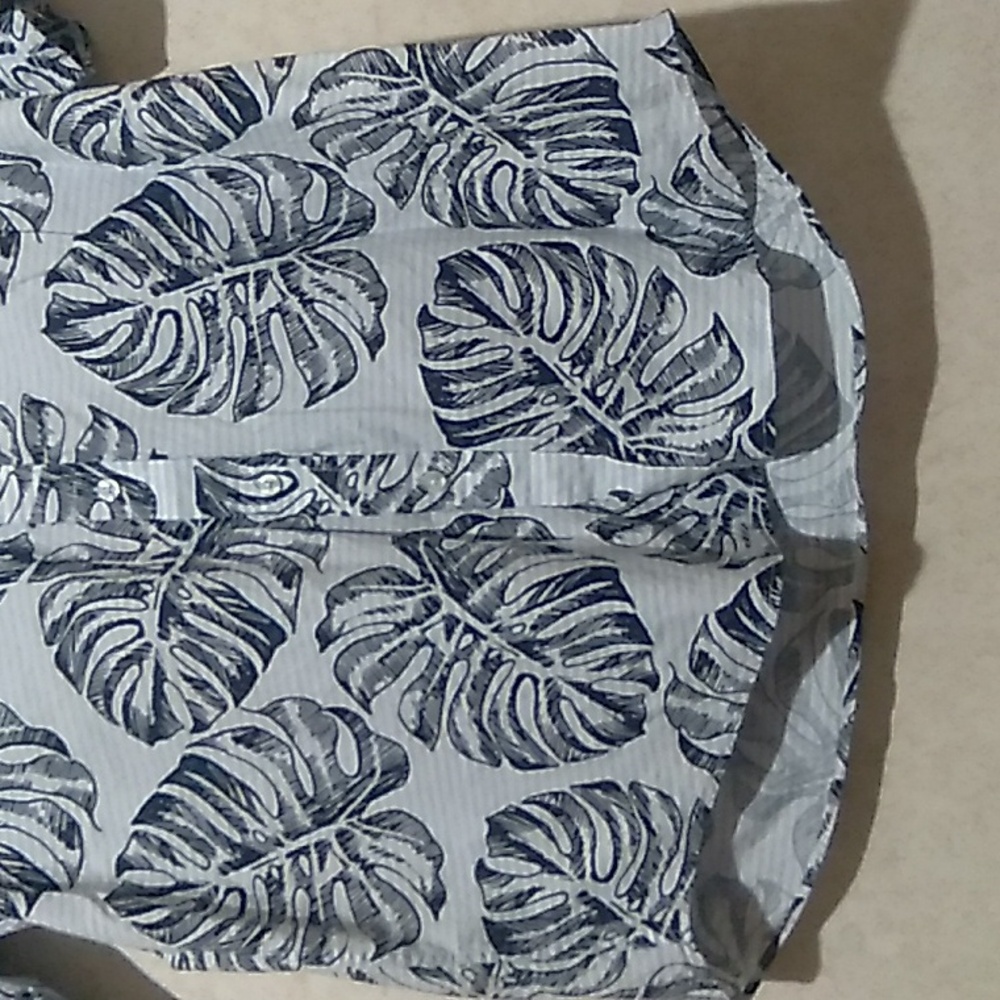 Club Room Madison Palm 🌴 graphic button up shirt size Large, navy and white - Picture 7 of 14
